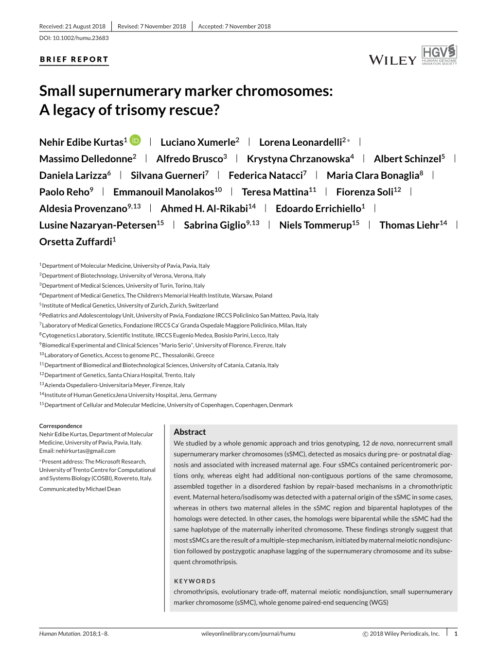 Small Supernumerary Marker Chromosomes: a Legacy of Trisomy Rescue?