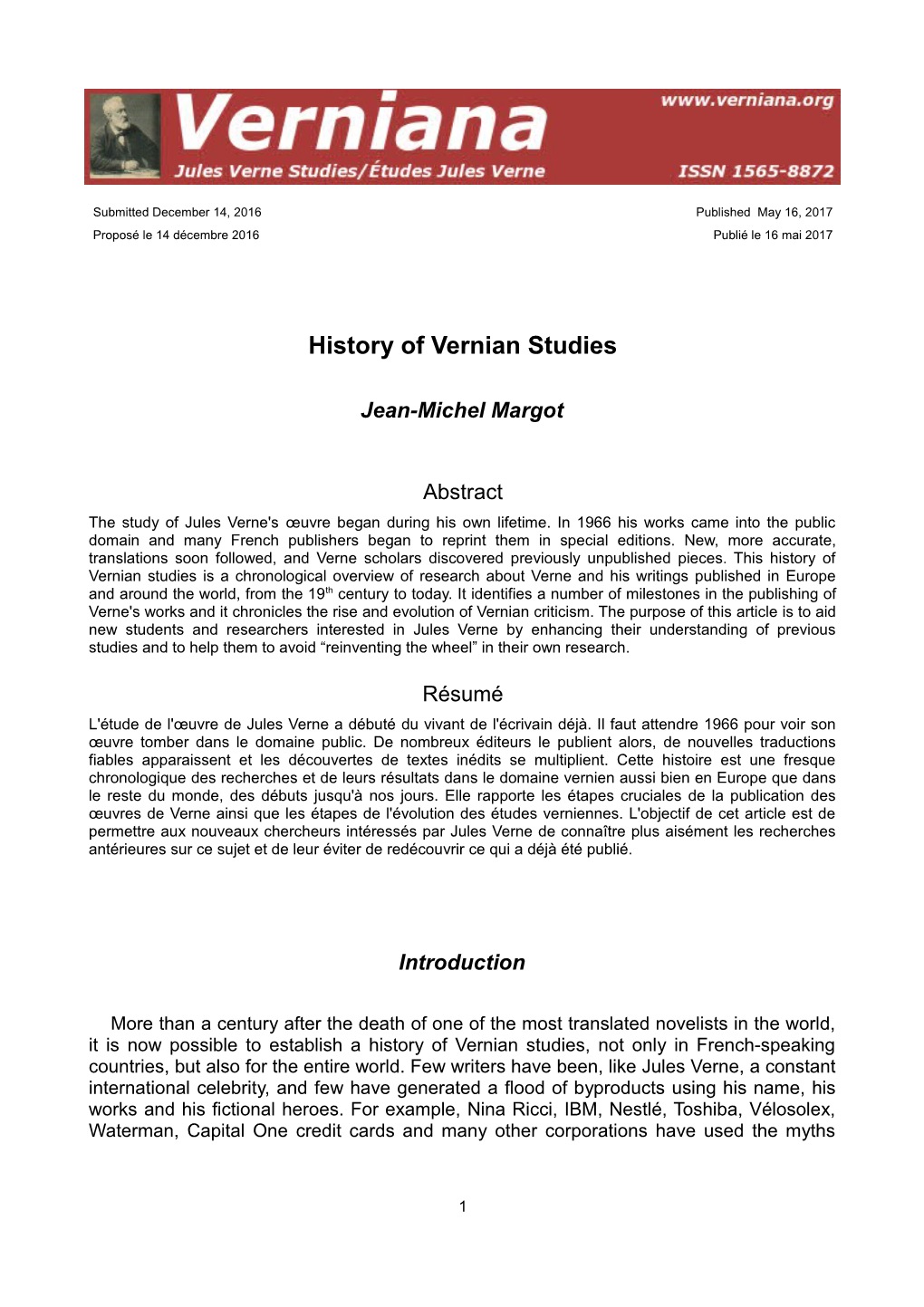 History of Vernian Studies