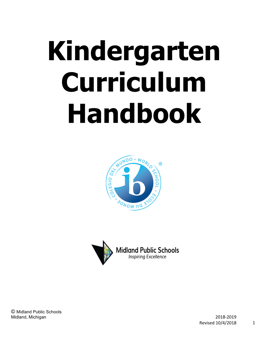 Kindergarten Curriculum Handbook