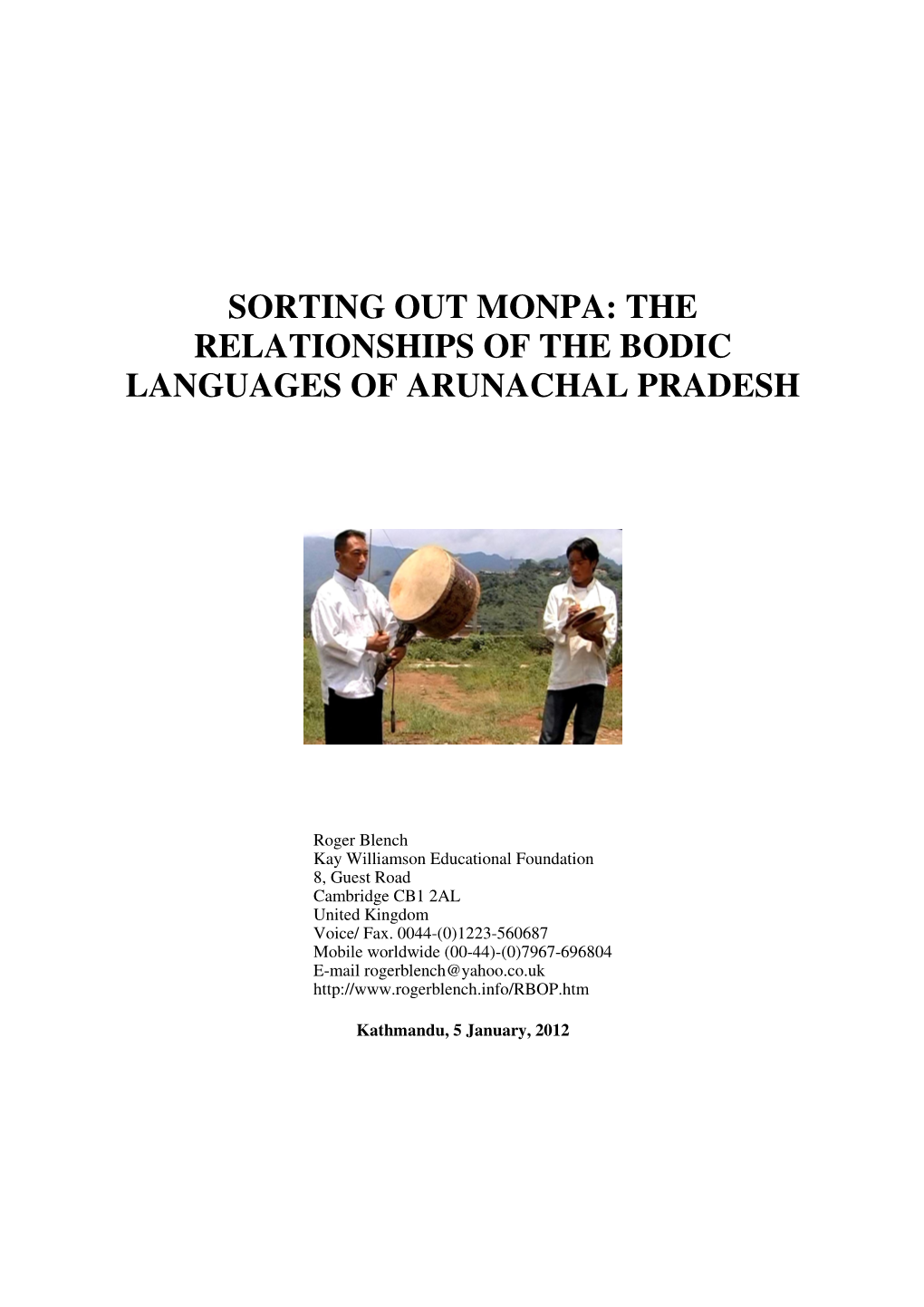 Sorting out Monpa: the Relationships of the Bodic Languages of Arunachal Pradesh