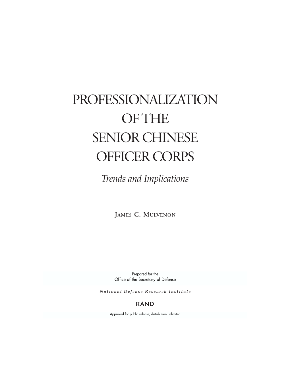 Professionalization of the Senior Chinese Officer Corps