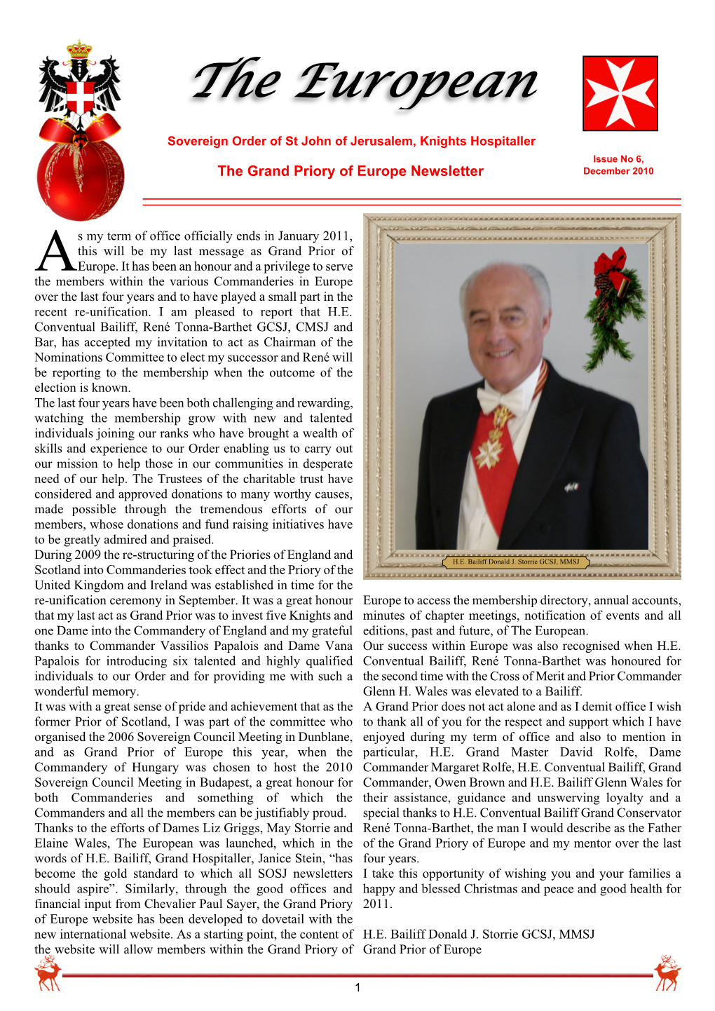 The Grand Priory of Europe Newsletter December 2010