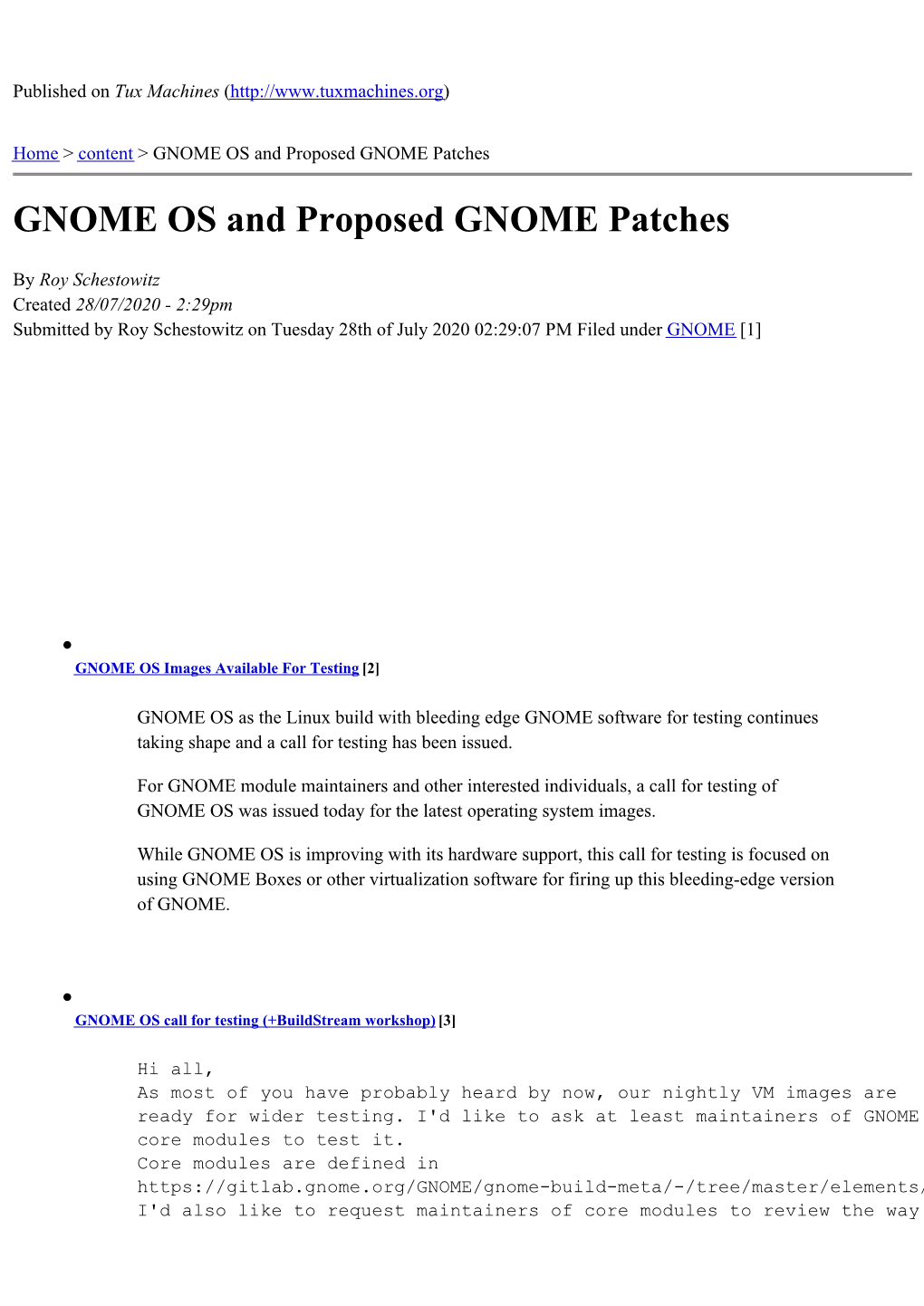 GNOME OS and Proposed GNOME Patches