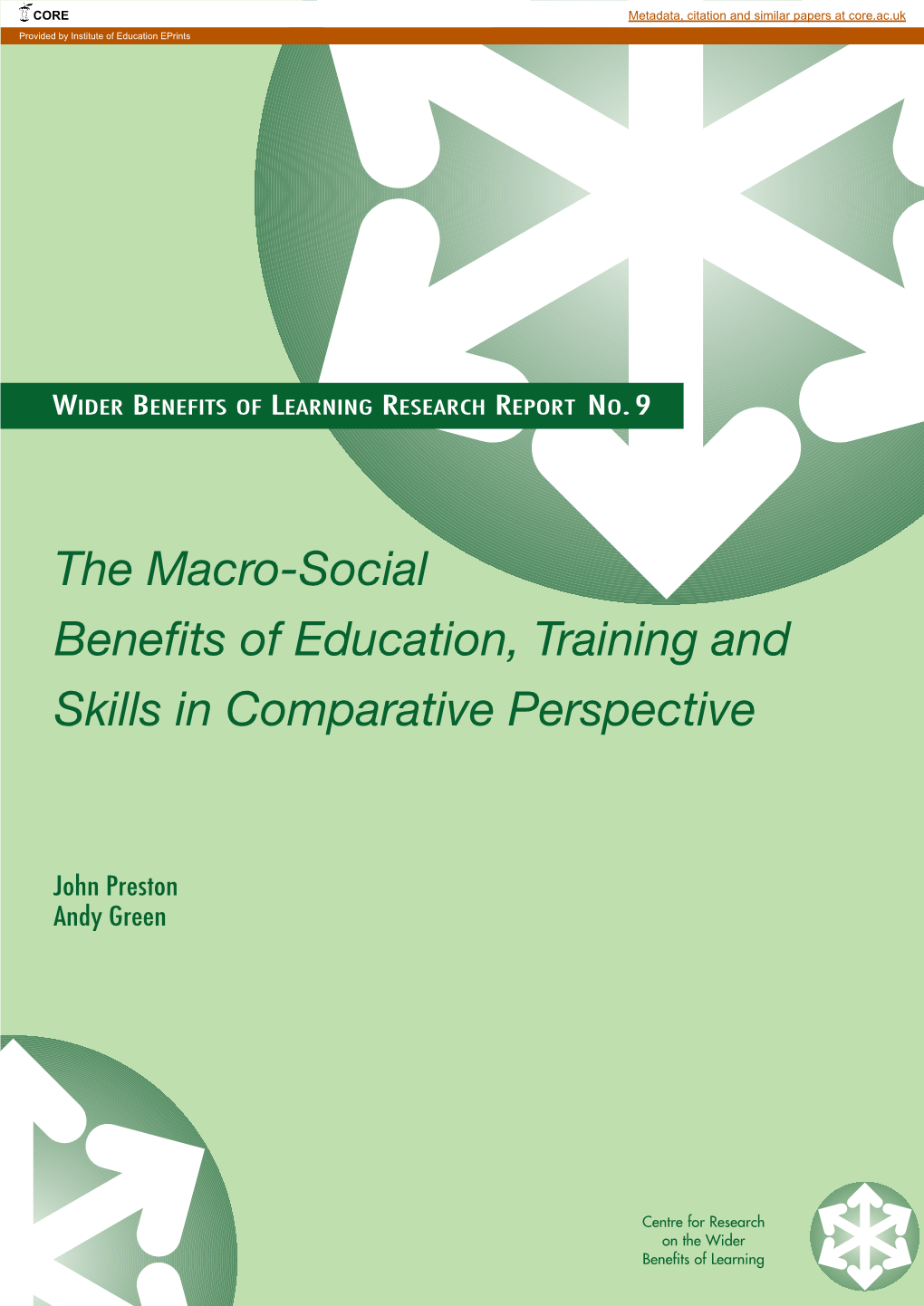 The Macro-Social Benefits of Education, Training and Skills in Comparative Perspective