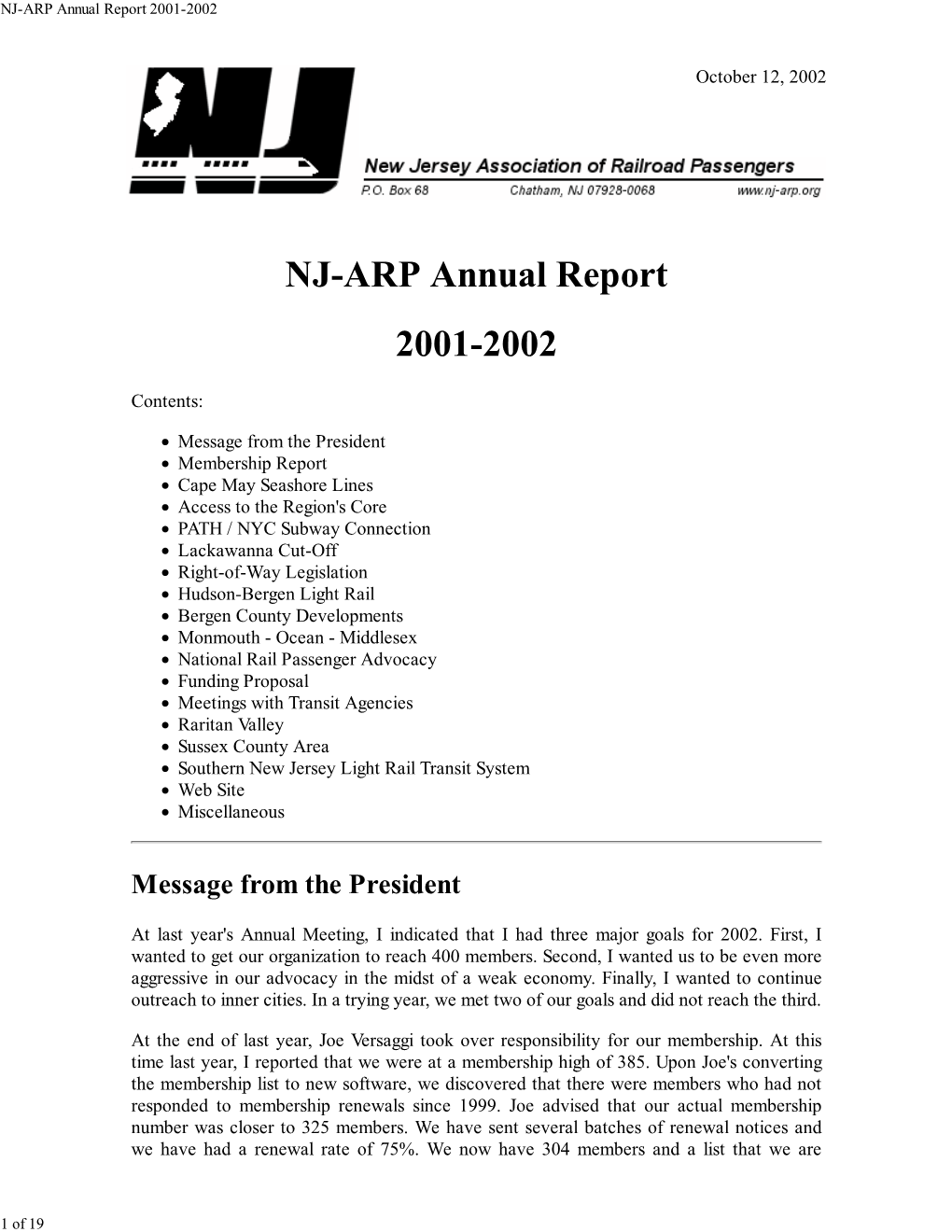 NJ-ARP Annual Report 2001-2002