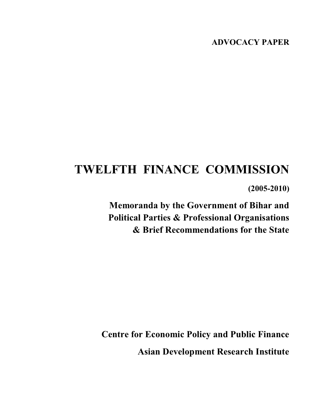 Twelfth Finance Commission