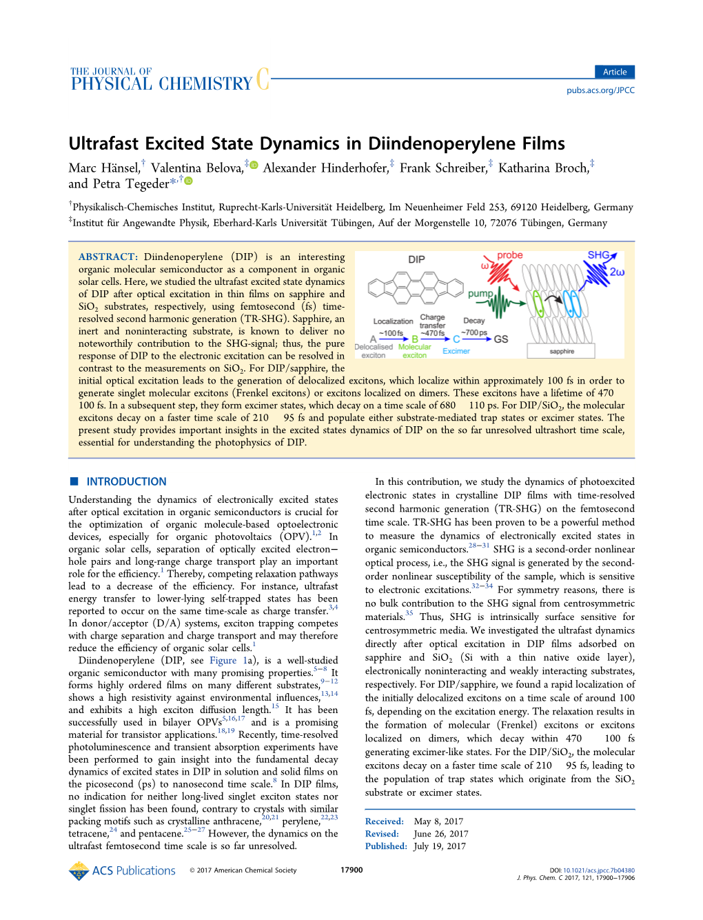 Ultrafast Excited State Dynamics in Diindenoperylene Films