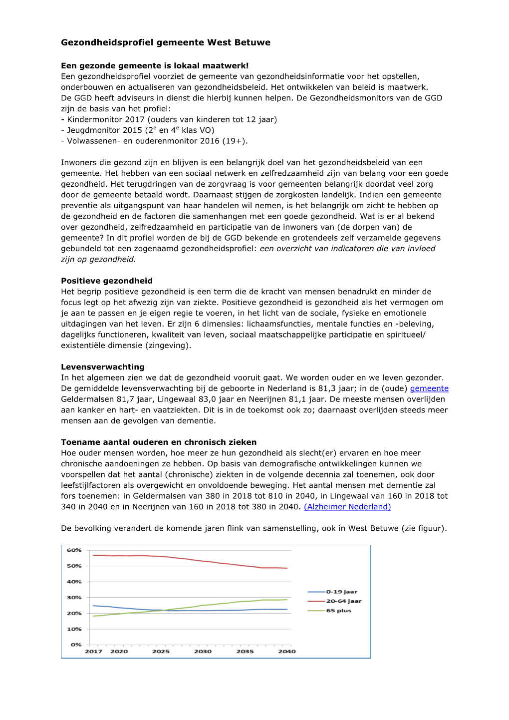 Gezondheidsprofiel Gemeente West Betuwe