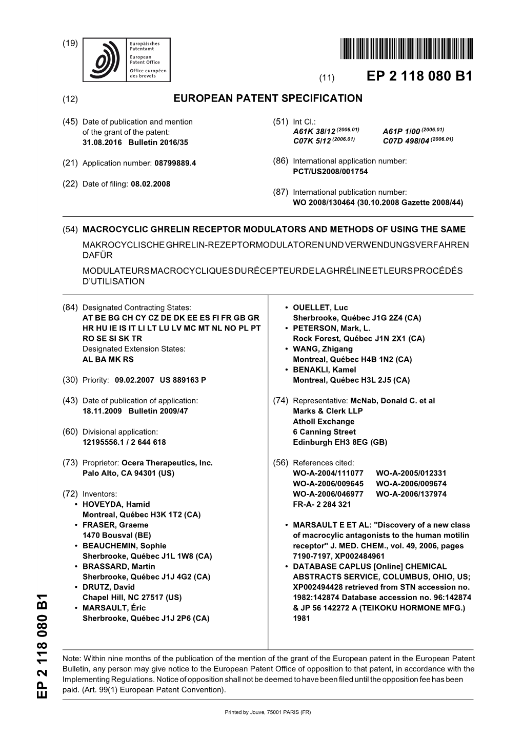 Macrocyclic Ghrelin Receptor Modulators And