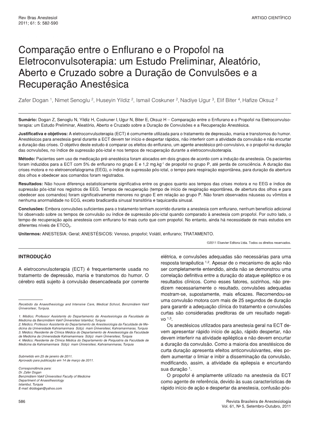 Comparison of Enflurane and Propofol in Electroconvulsive Therapy, A