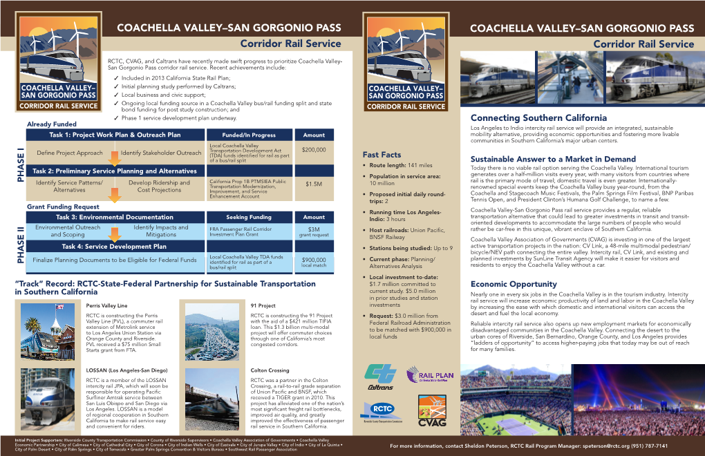 COACHELLA VALLEY–SAN GORGONIO PASS Corridor Rail Service Corridor Rail Service