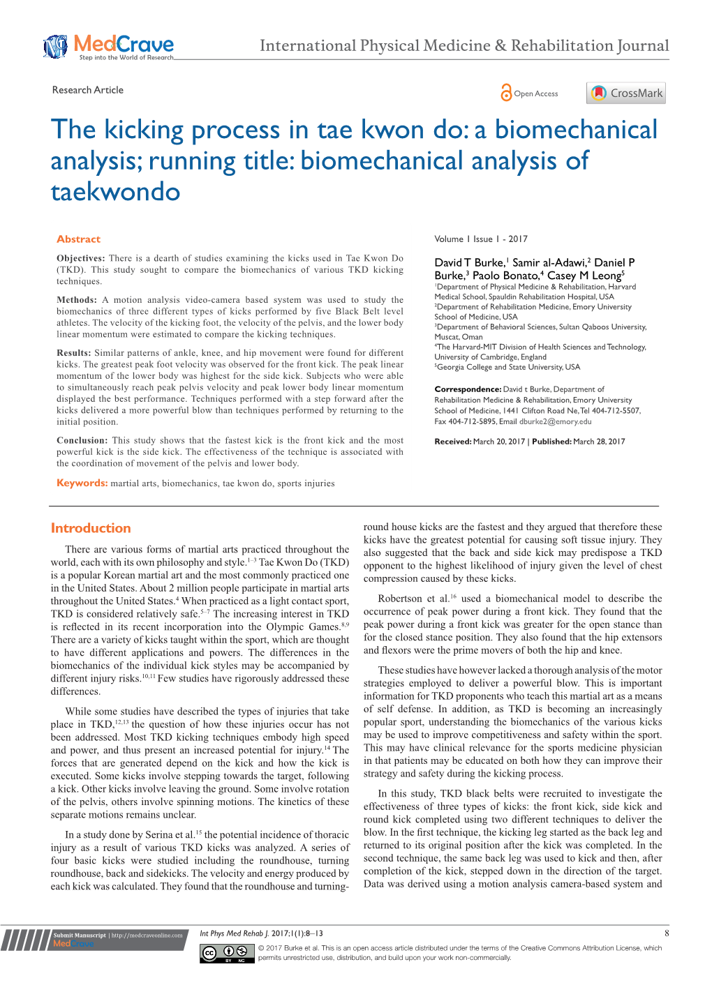 Biomechanical Analysis of Taekwondo