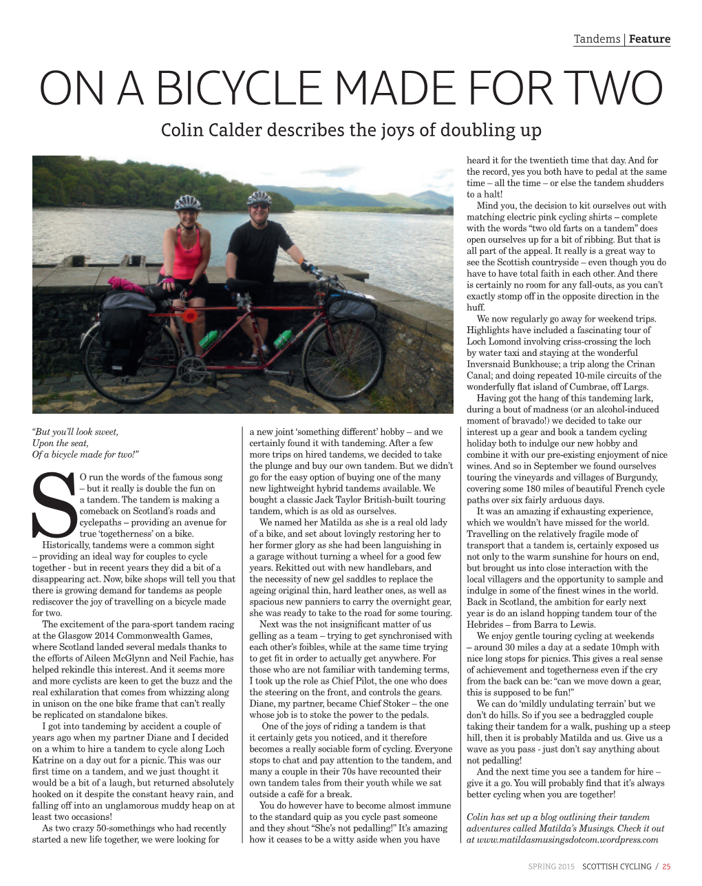 Scottish Cycling Magazine Tandem Article