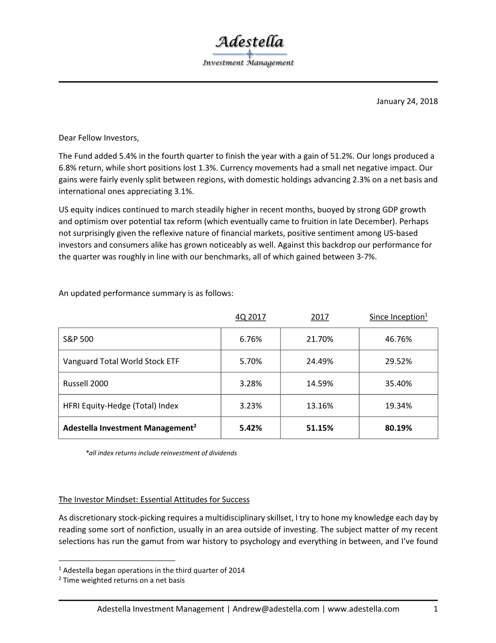 Adestella Investment Management2 5.42% 51.15% 80.19%