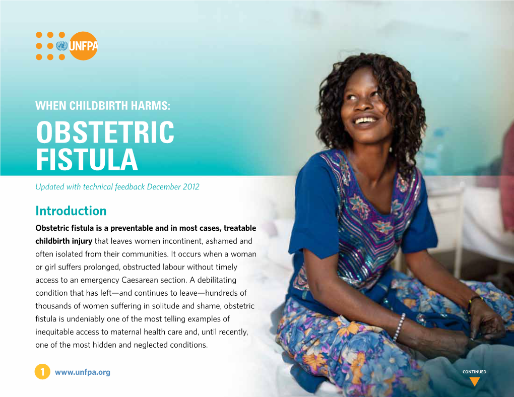 OBSTETRIC FISTULA Updated with Technical Feedback December 2012