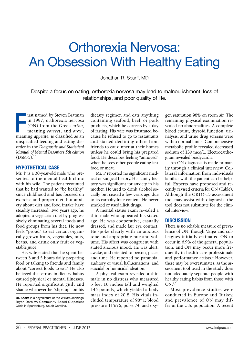 Orthorexia Nervosa: an Obsession with Healthy Eating