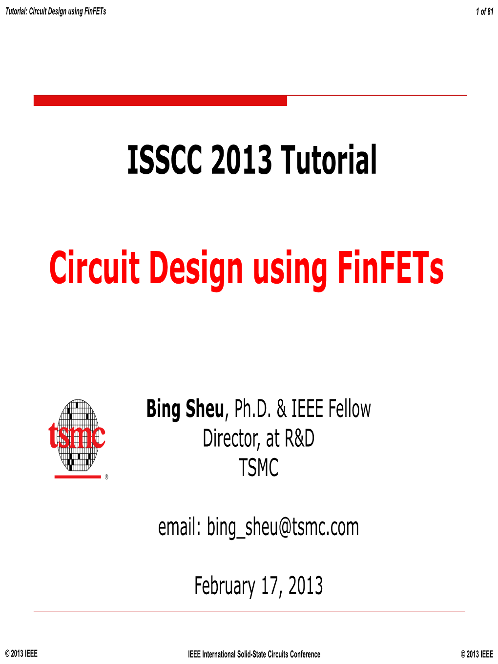 Circuit Design Using Finfets 1Of 81