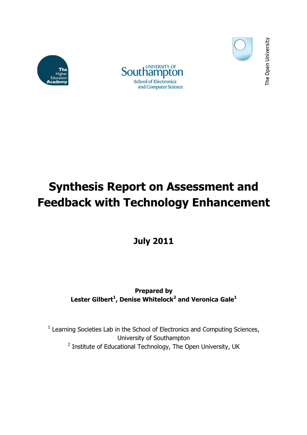 Synthesis Report on Assessment and Feedback with Technology Enhancement