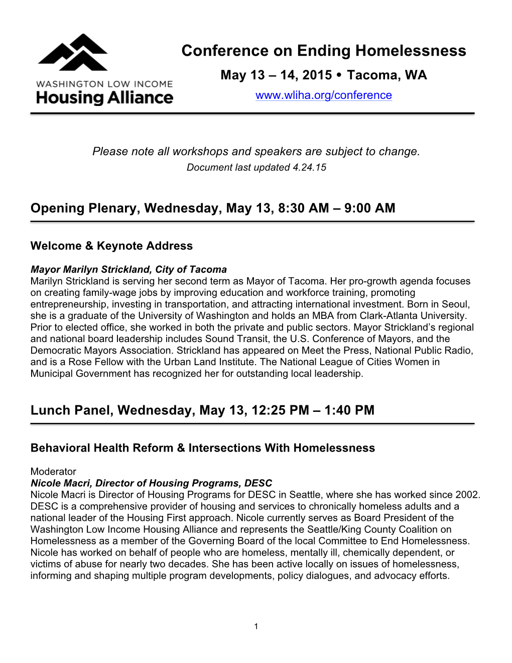 Conference on Ending Homelessness