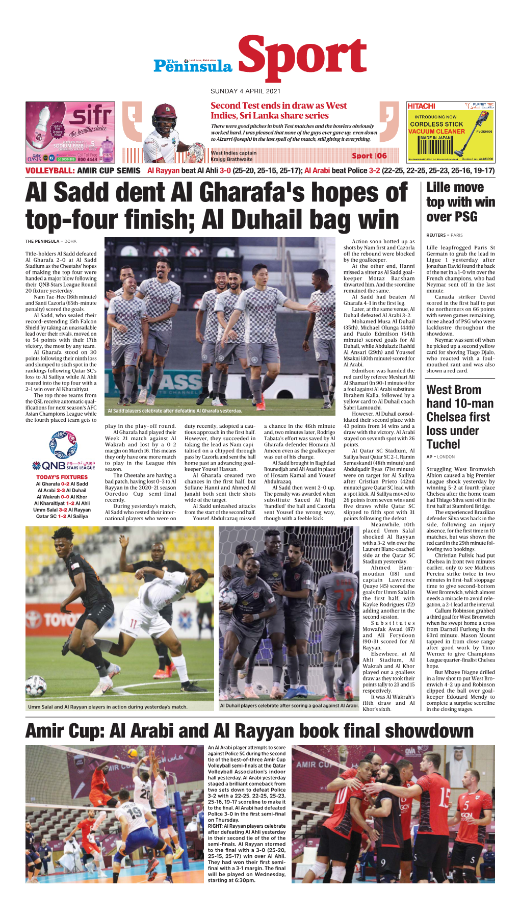 Al Sadd Dent Al Gharafa's Hopes of Top-Four Finish; Al Duhail Bag