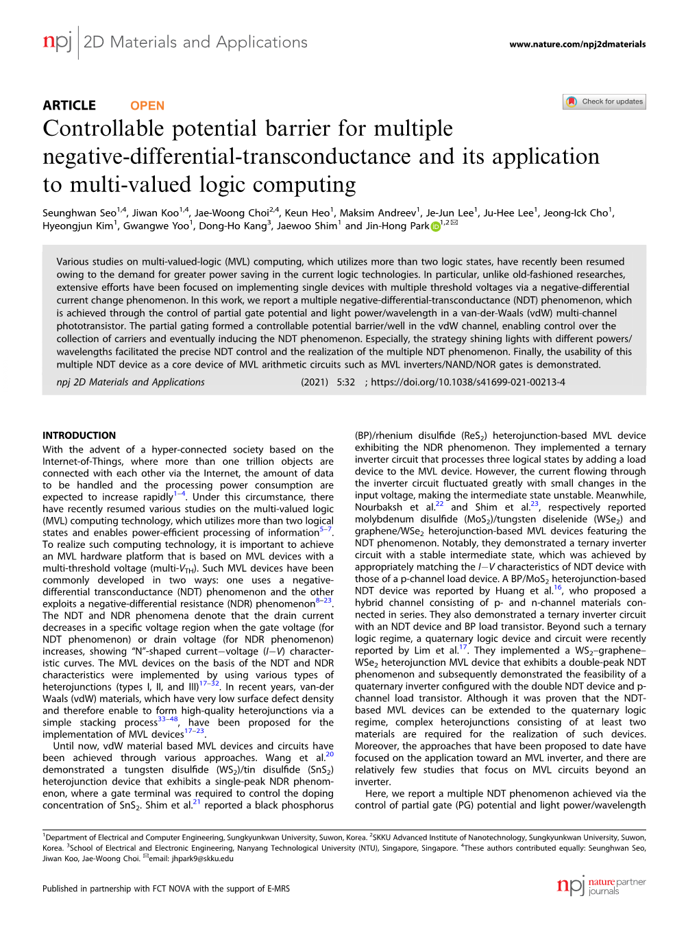 Controllable Potential Barrier for Multiple Negative-Differential-Transconductance and Its Application to Multi-Valued Logic Computing