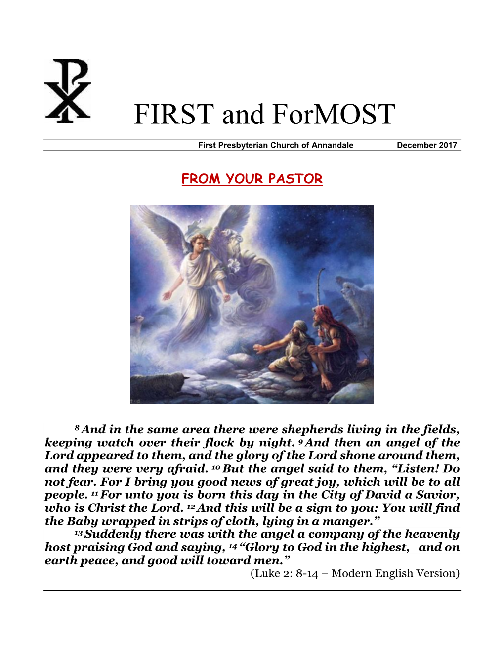 FIRST and Formost