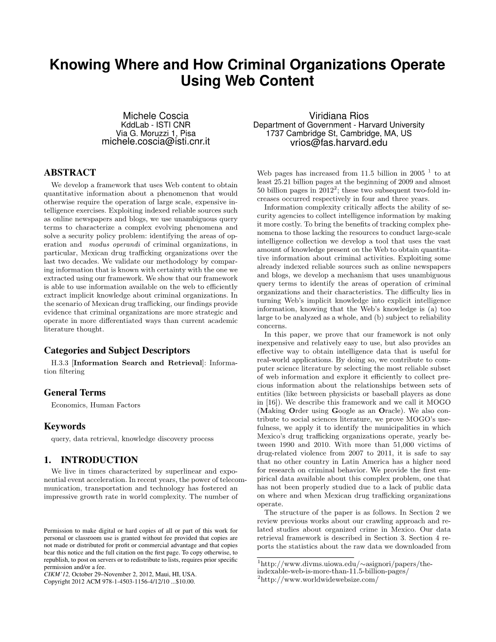 Knowing Where and How Criminal Organizations Operate Using Web Content