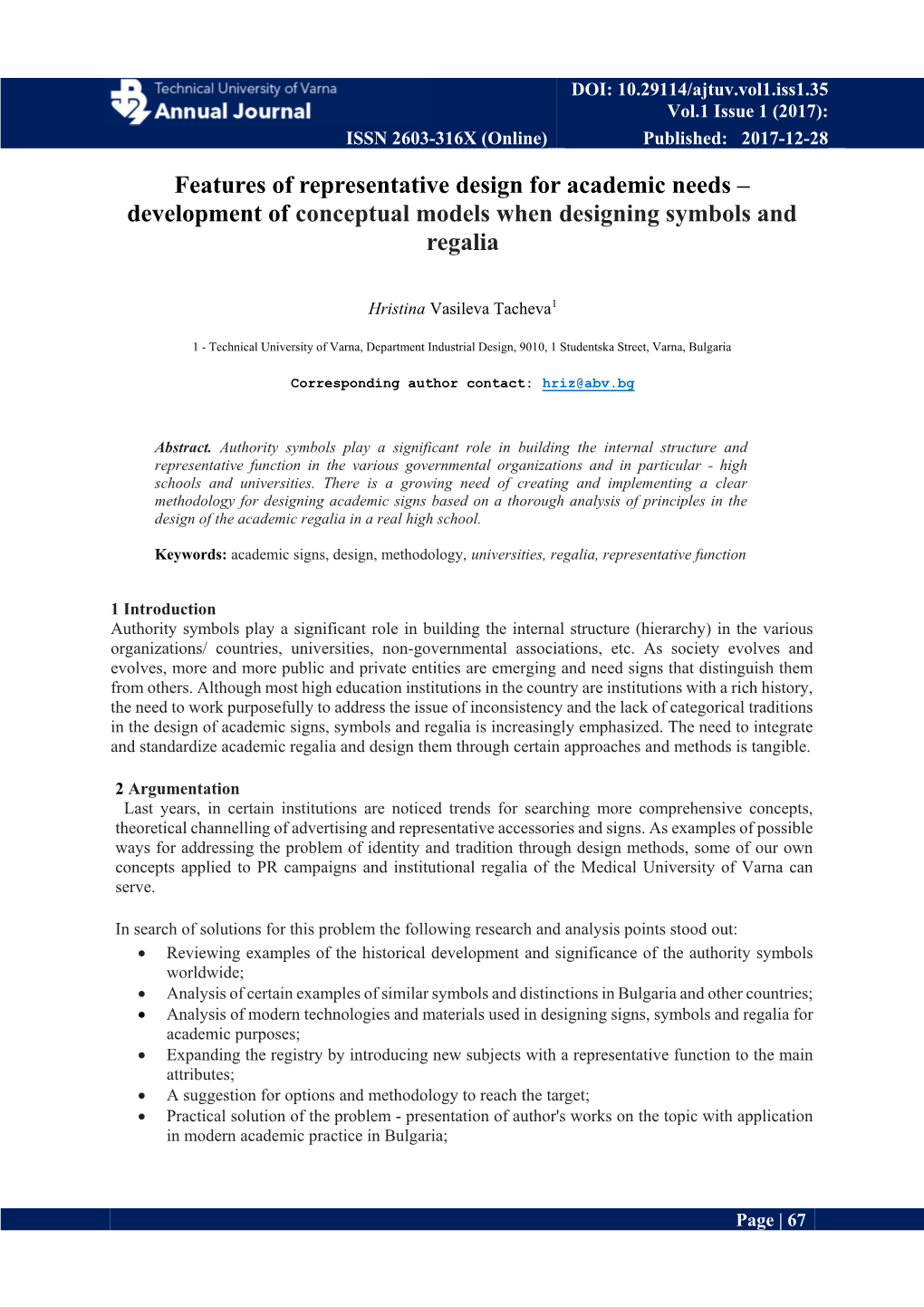 Features of Representative Design for Academic Needs – Development of Conceptual Models When Designing Symbols and Regalia