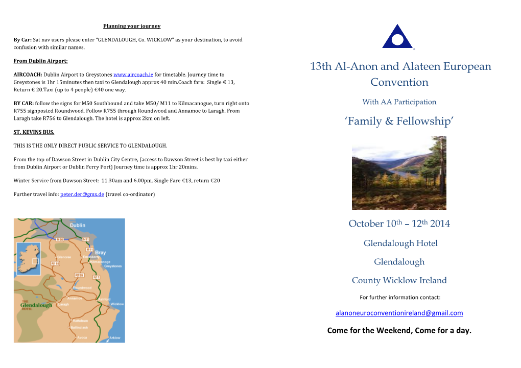 13Th Al-Anon and Alateen European Convention 'Family & Fellowship'