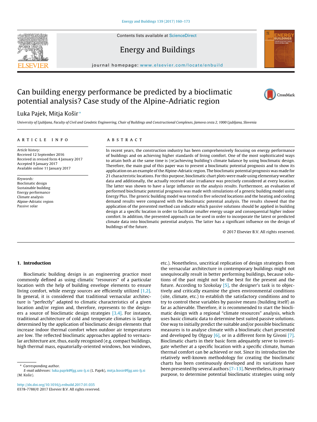 Can Building Energy Performance Be Predicted by a Bioclimatic Potential