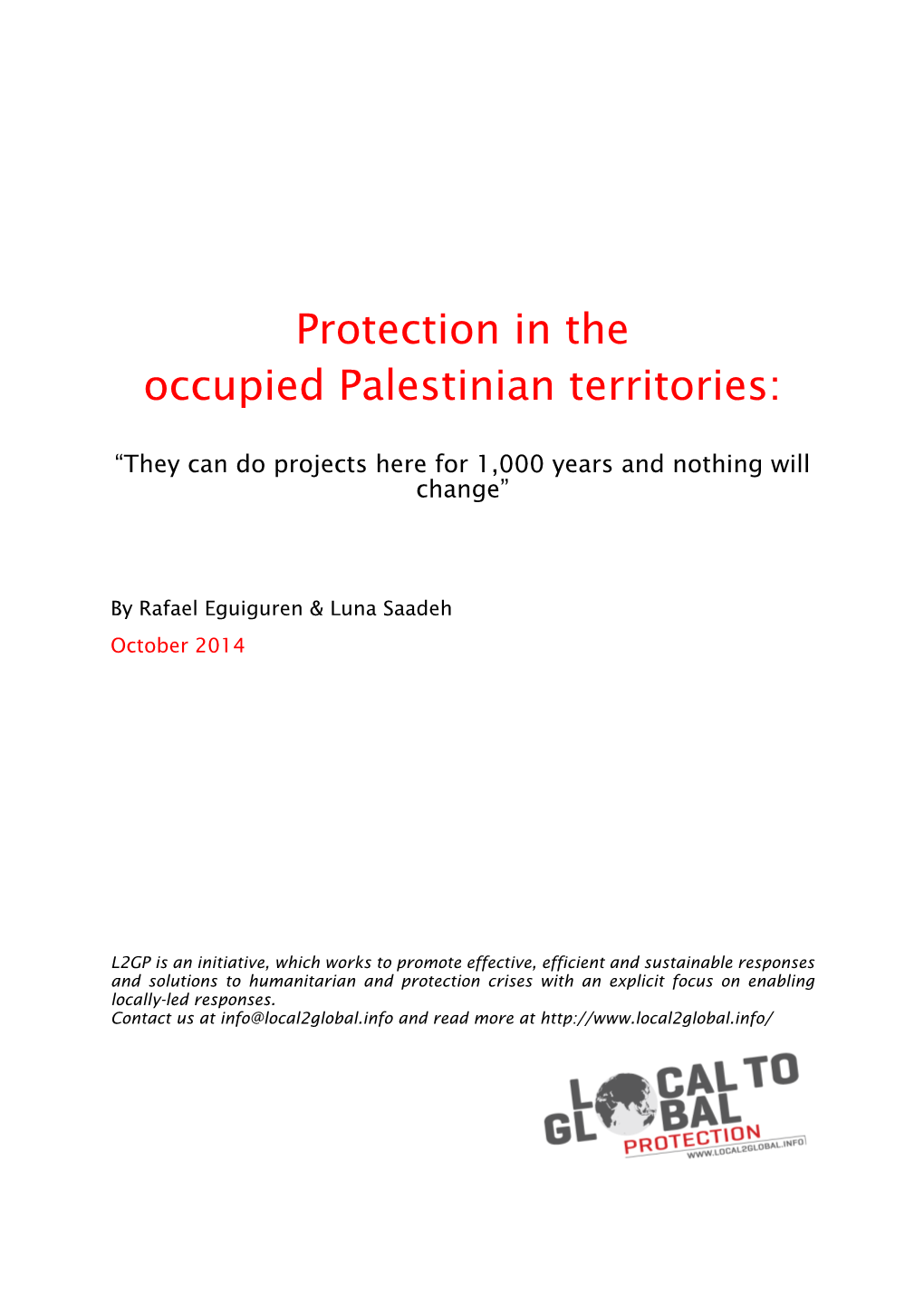 Protection in the Occupied Palestinian Territories