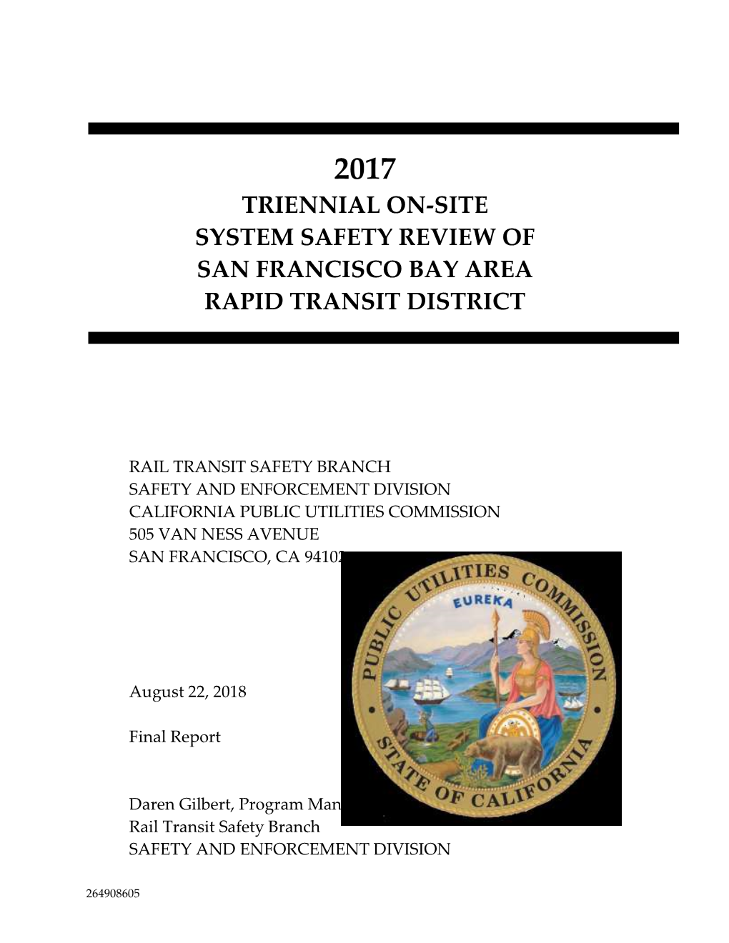 Triennial On-Site System Safety Review of San Francisco Bay Area Rapid Transit District
