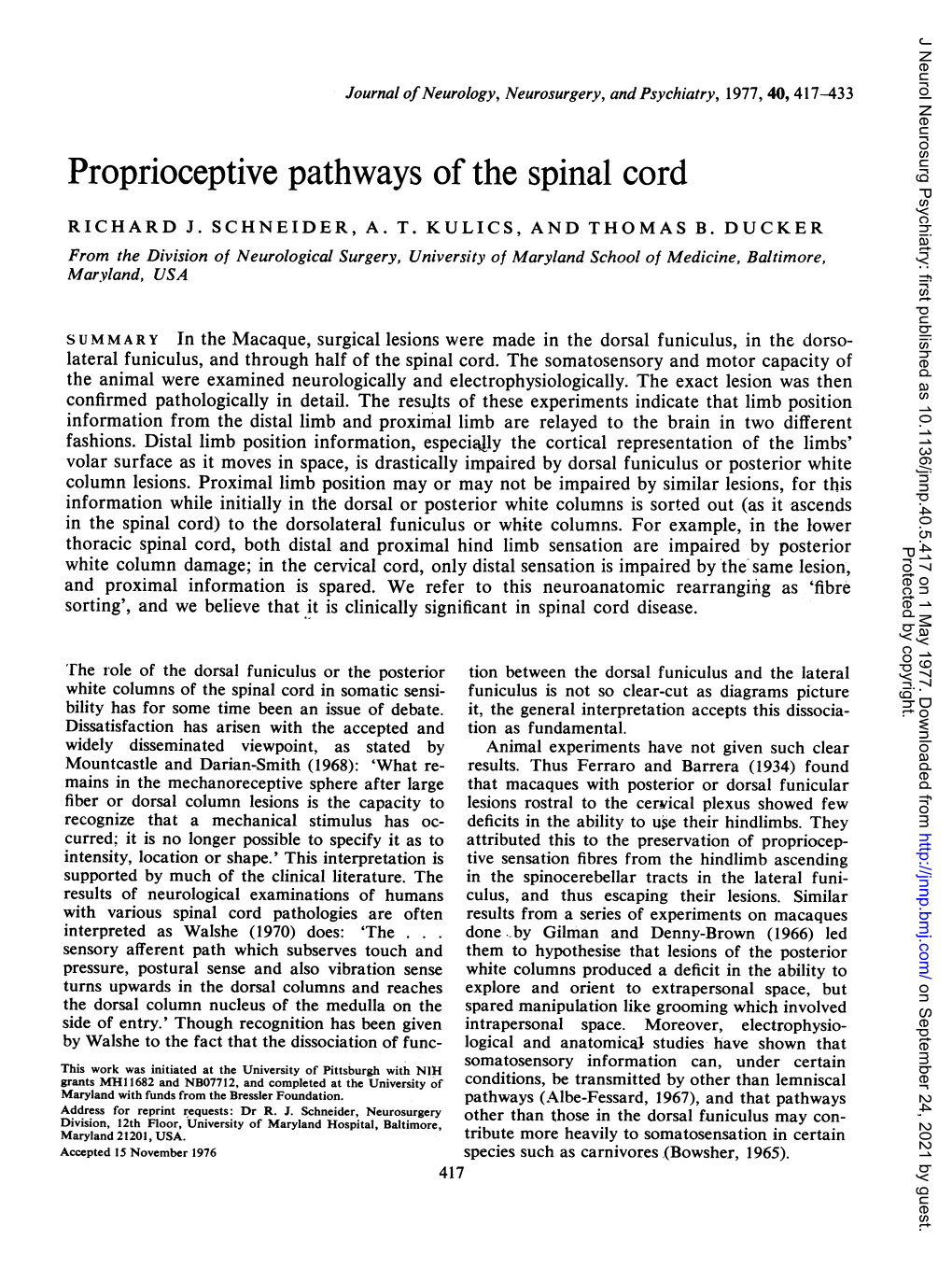 Proprioceptive Pathways of the Spinal Cord