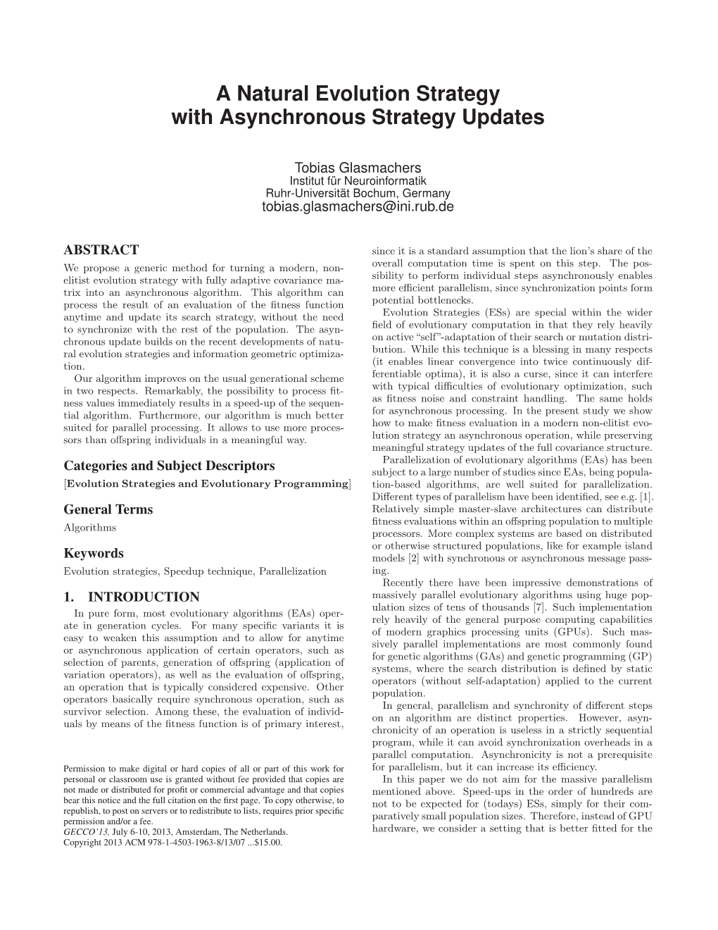 A Natural Evolution Strategy with Asynchronous Strategy Updates