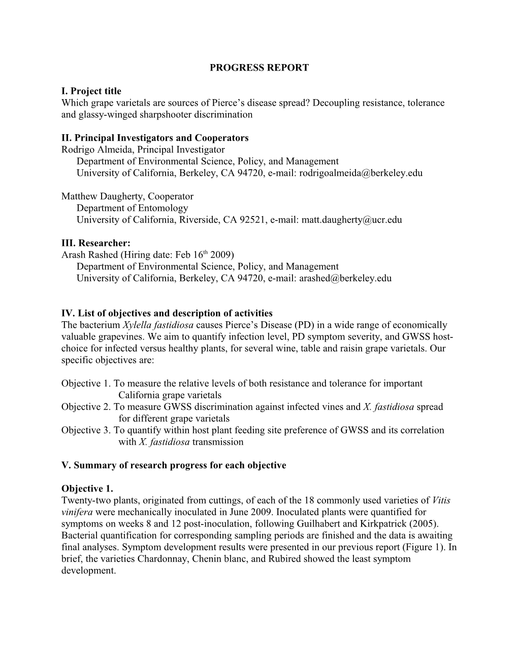 II. Principal Investigators and Cooperators