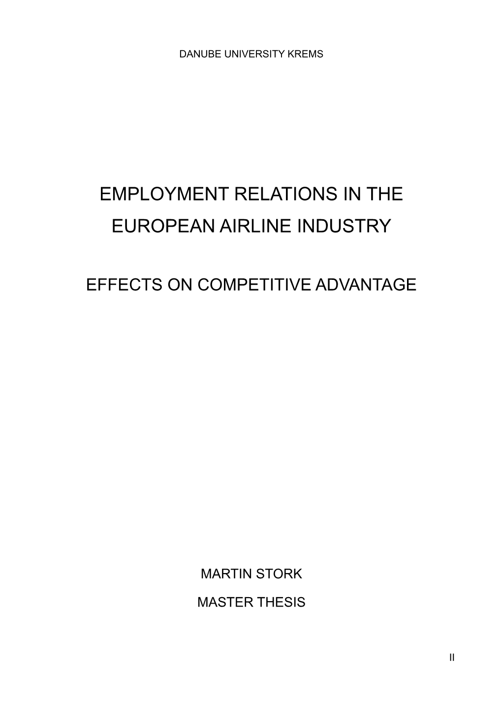 Employment Relations in the European Airline Industry