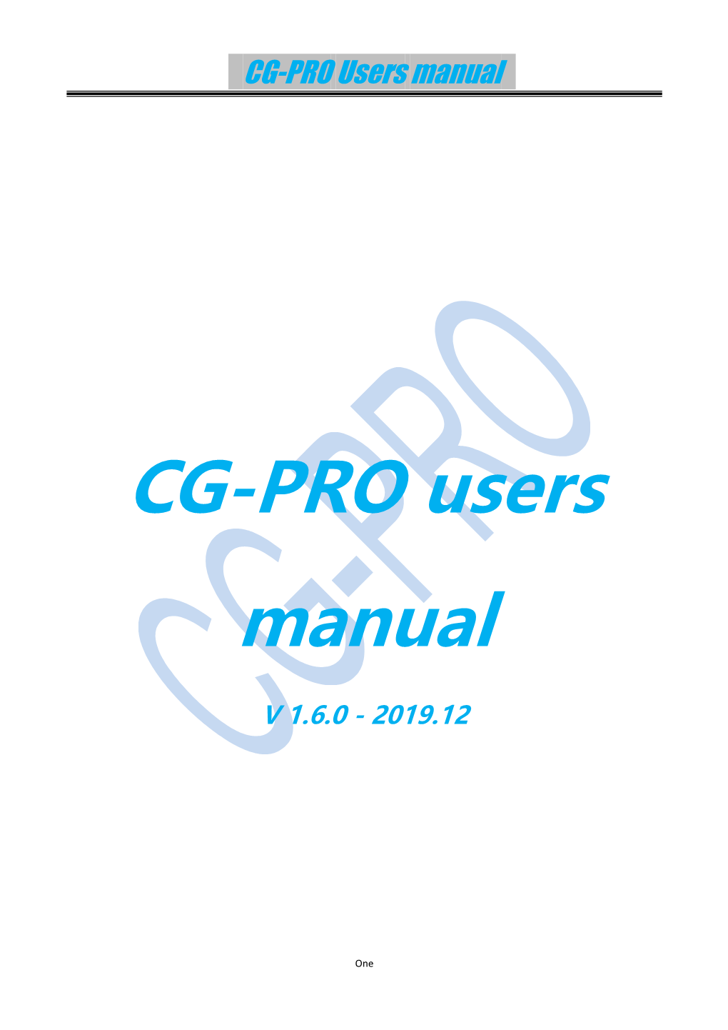 CG-PRO Users Manual