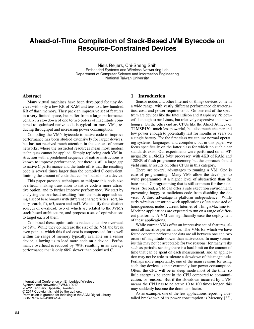 Ahead-Of-Time Compilation of Stack-Based JVM Bytecode on Resource-Constrained Devices