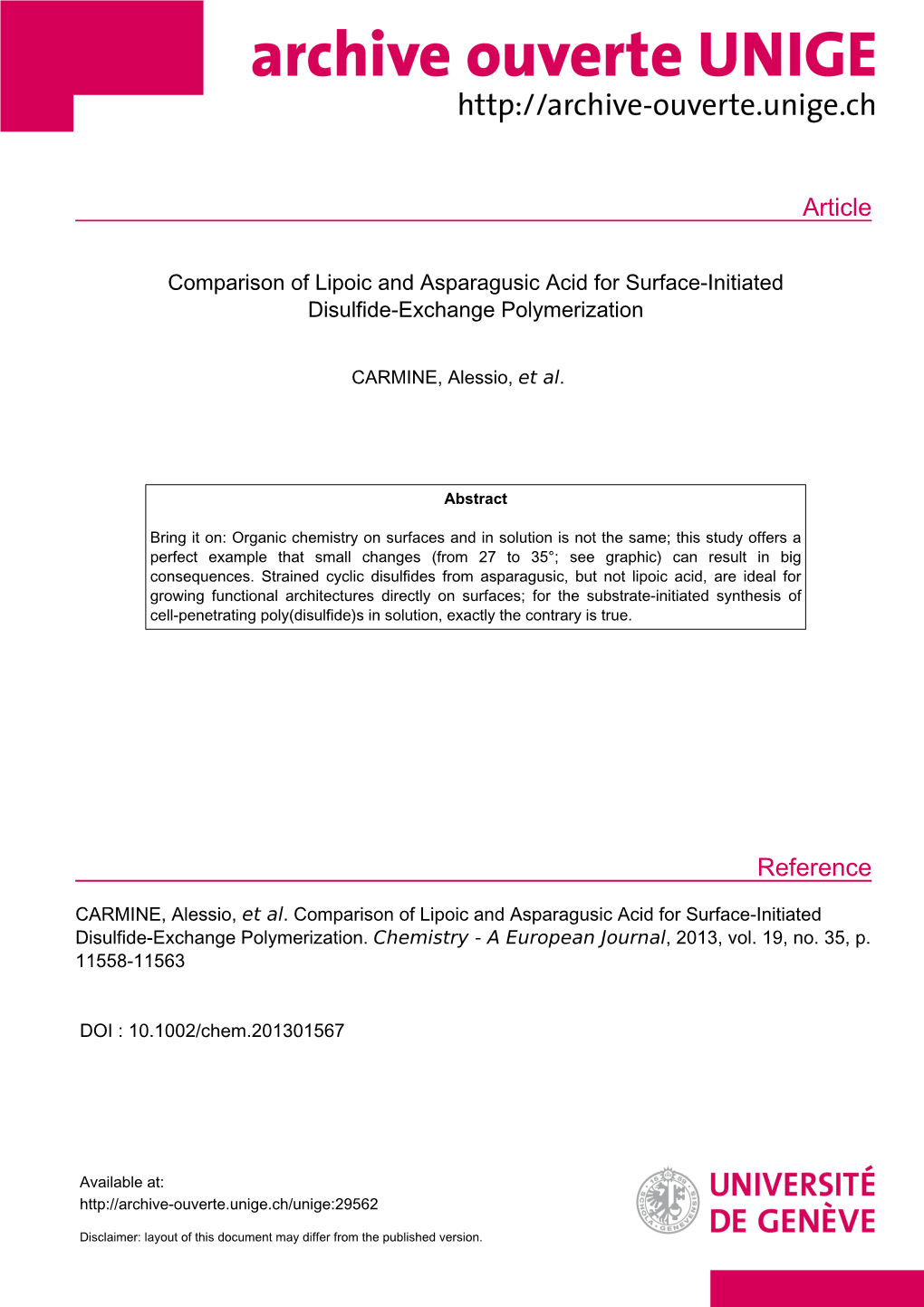 Comparison of Lipoic and Asparagusic Acid for Surface-Initiated Disulfide-Exchange Polymerization