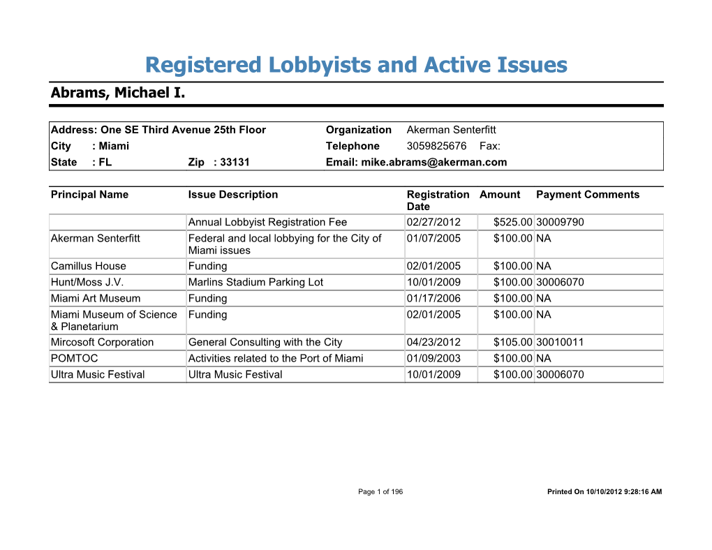 Active Registration and Issues