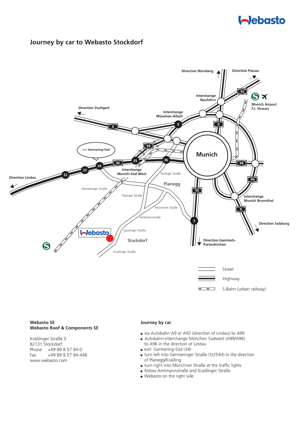 Journey by Car to Webasto Stockdorf