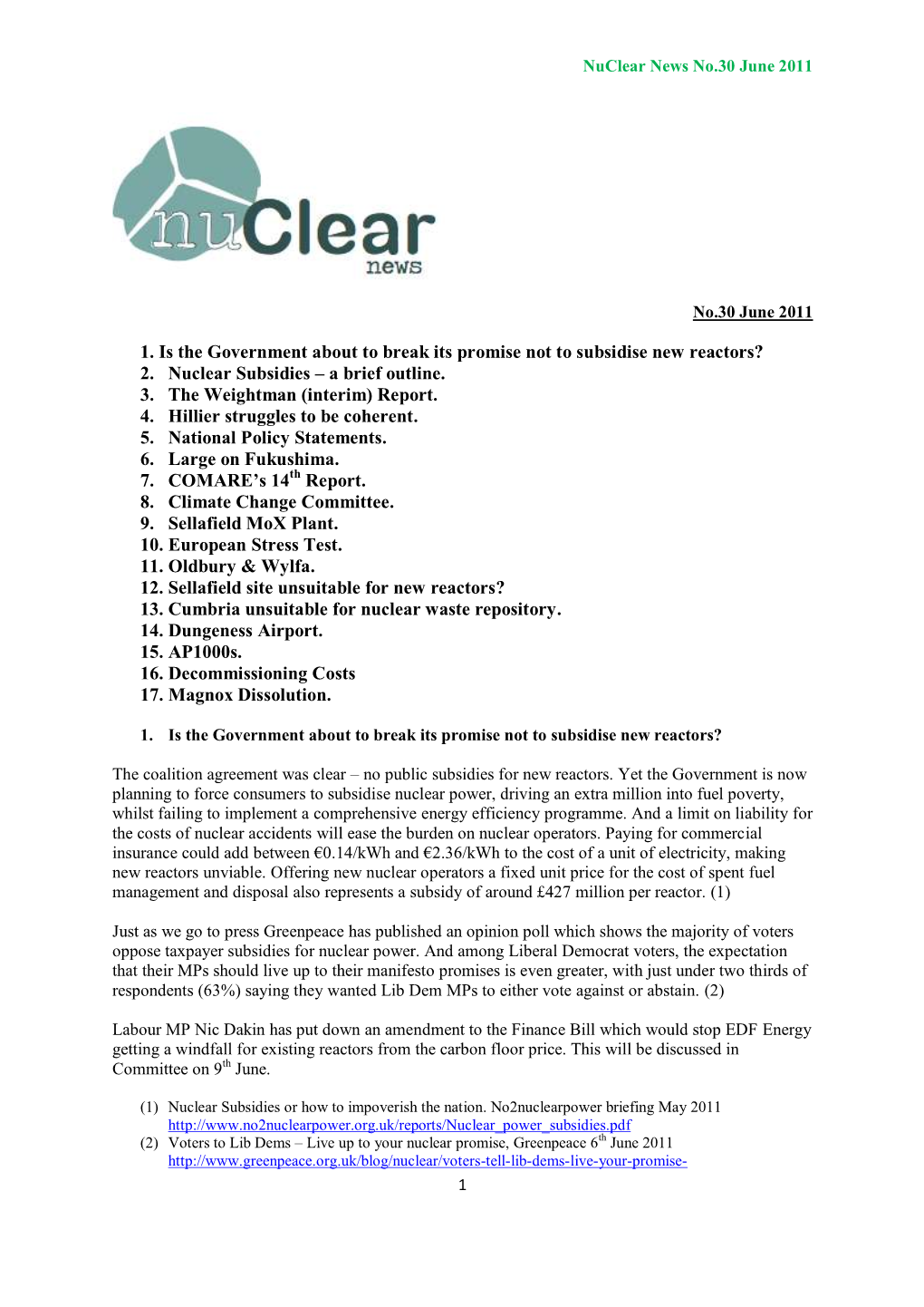 2. Nuclear Subsidies – a Brief Outline