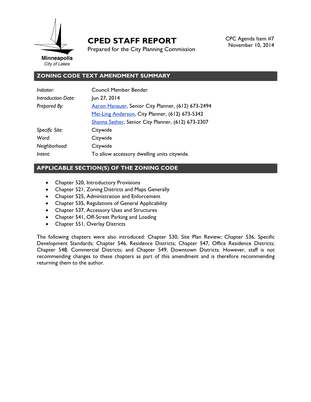 Accessory Dwelling Units Report