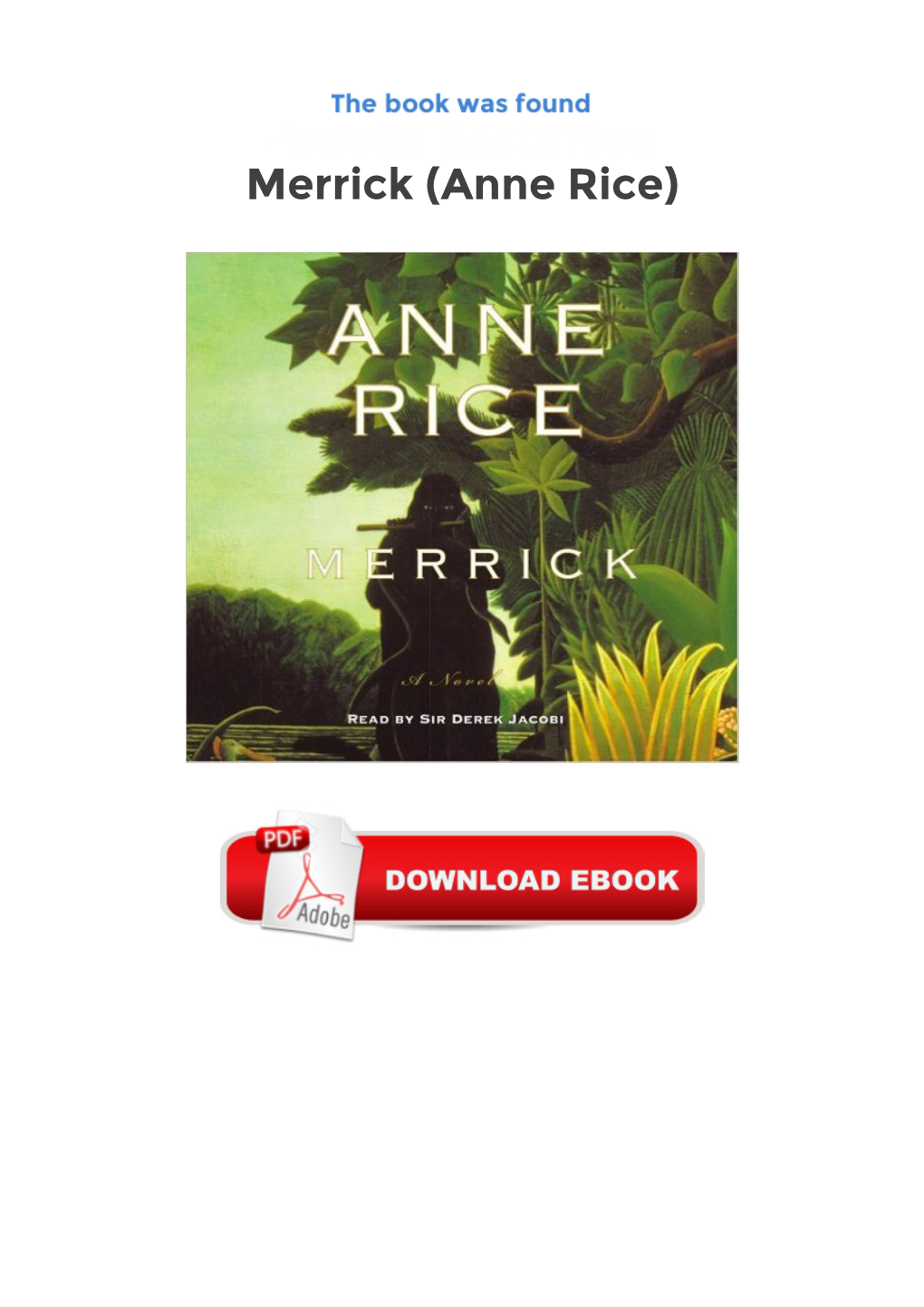 Ebooks Kostenlos Merrick (Anne Rice)