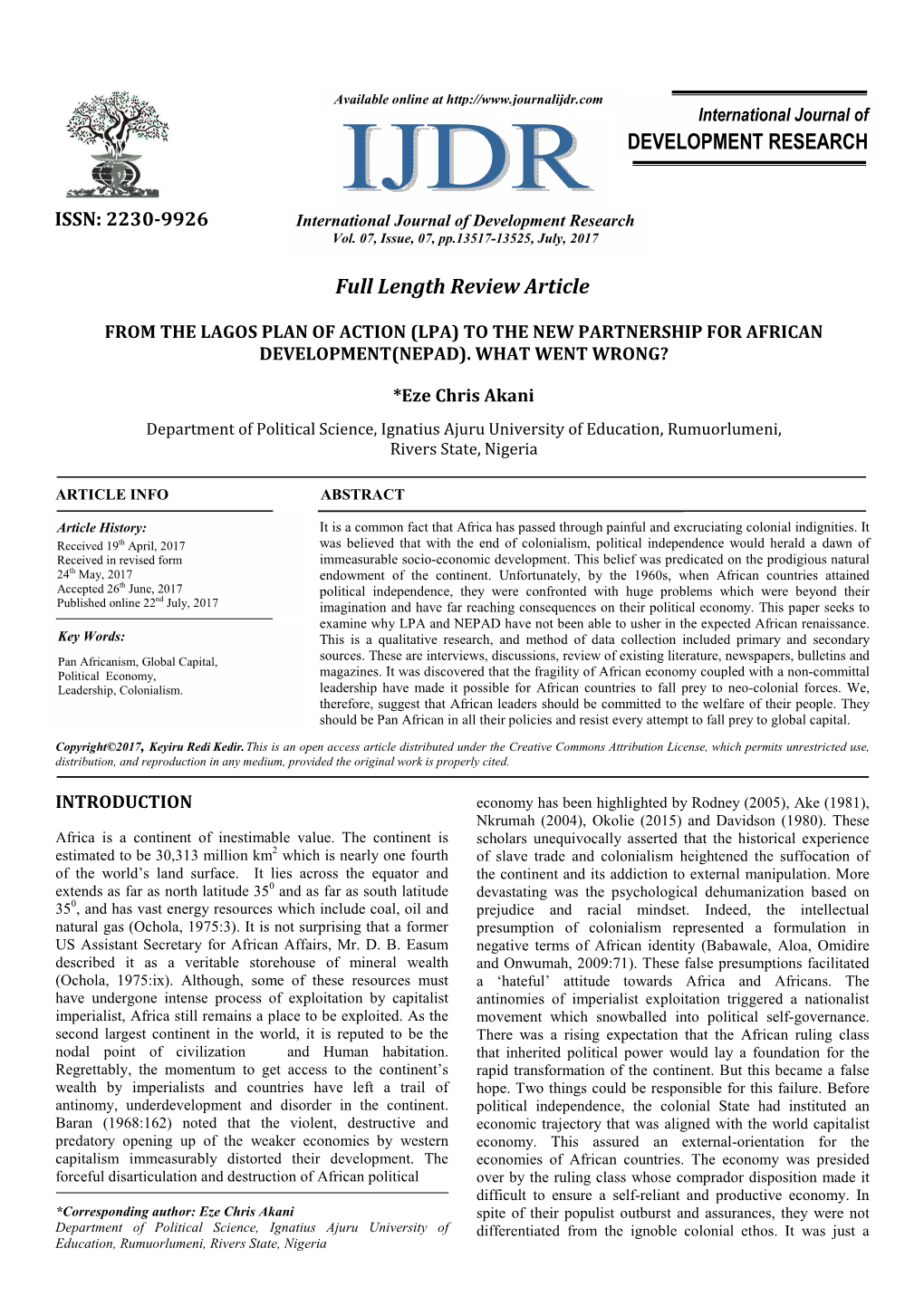 Full Length Review Article DEVELOPMENT RESEARCH