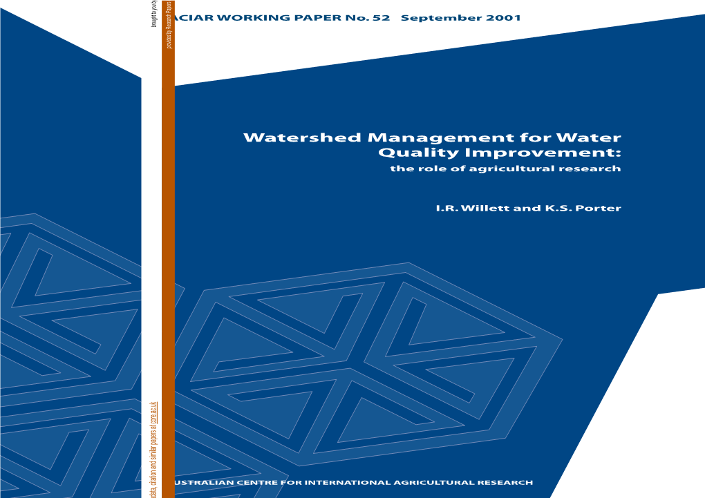 Watershed Management for Water Quality Improvement: the Role of Agricultural Research