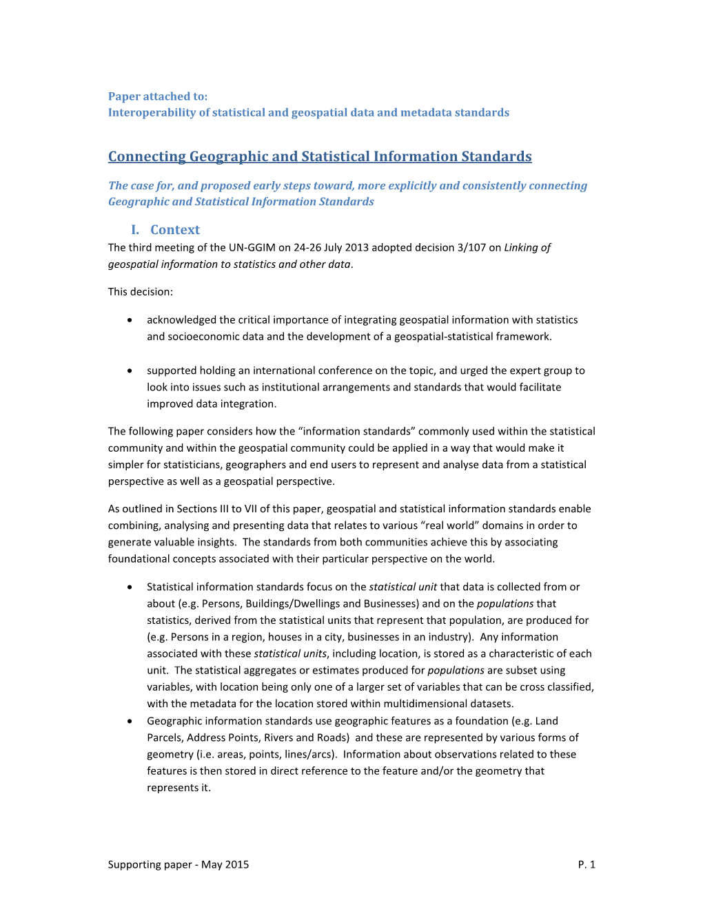 Connecting Geographic and Statistical Information Standards