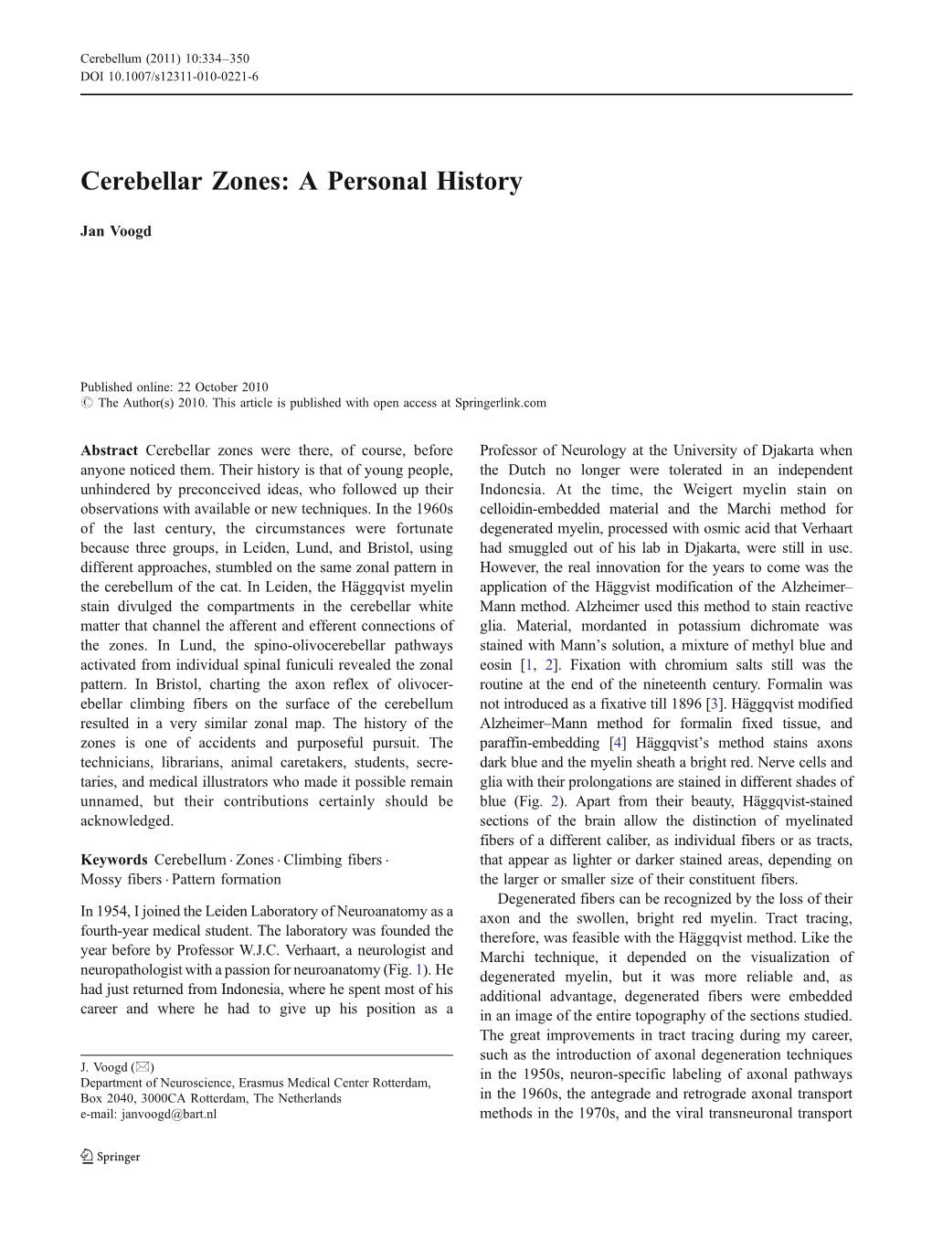 Cerebellar Zones: a Personal History