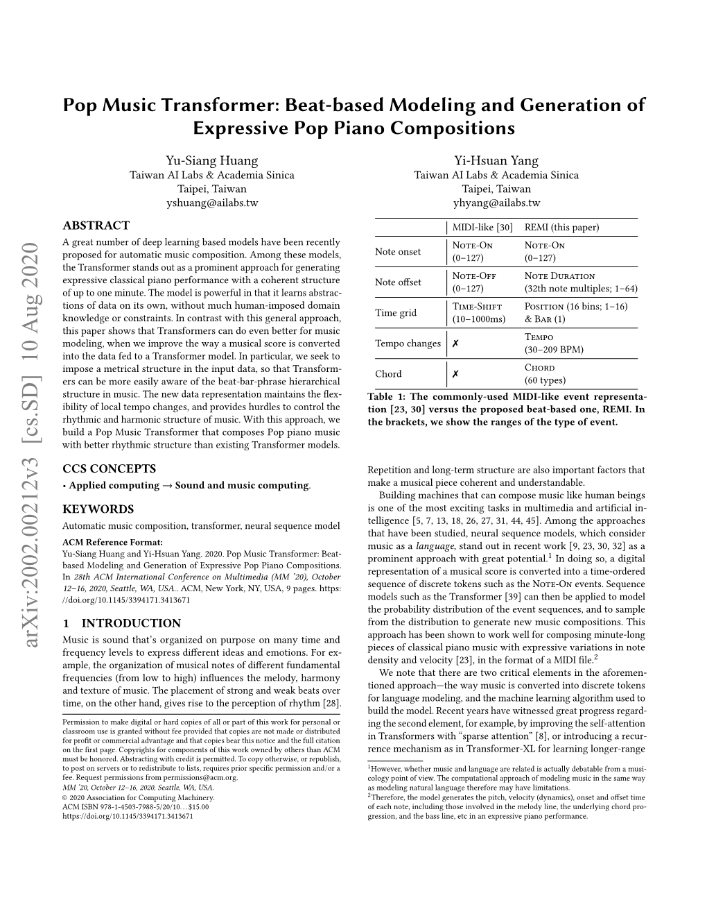 Pop Music Transformer: Beat-Based Modeling and Generation of Expressive Pop Piano Compositions