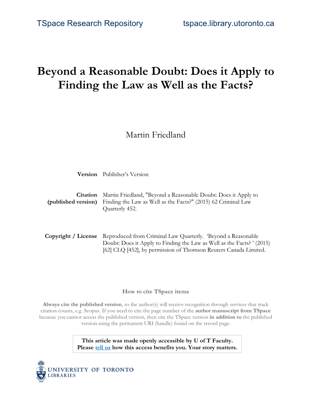 Beyond a Reasonable Doubt: Does It Apply to Finding the Law As Well As the Facts?